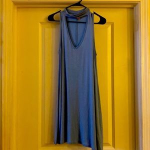 Womens Cut Out Neck Blue Dress